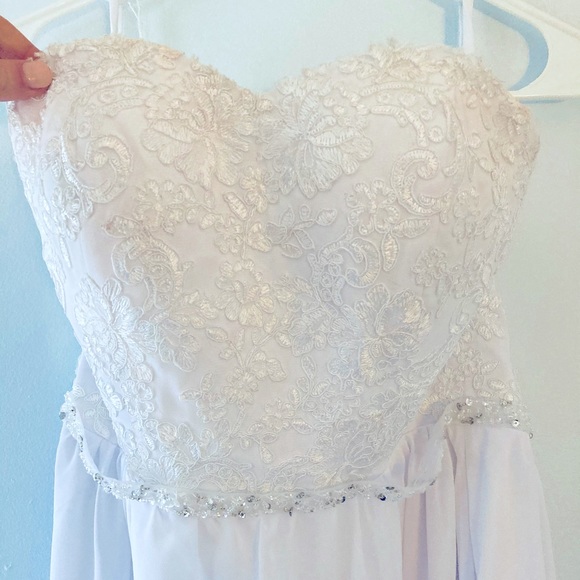 Size 0-2 White Strapless Prom Dress - Picture 4 of 5